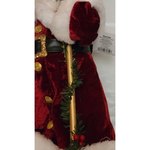 All 3 Merry Brite 18" Santa Figurine Holding Staff & Sack Country Farmhouse Doll - Picture 5 of 15